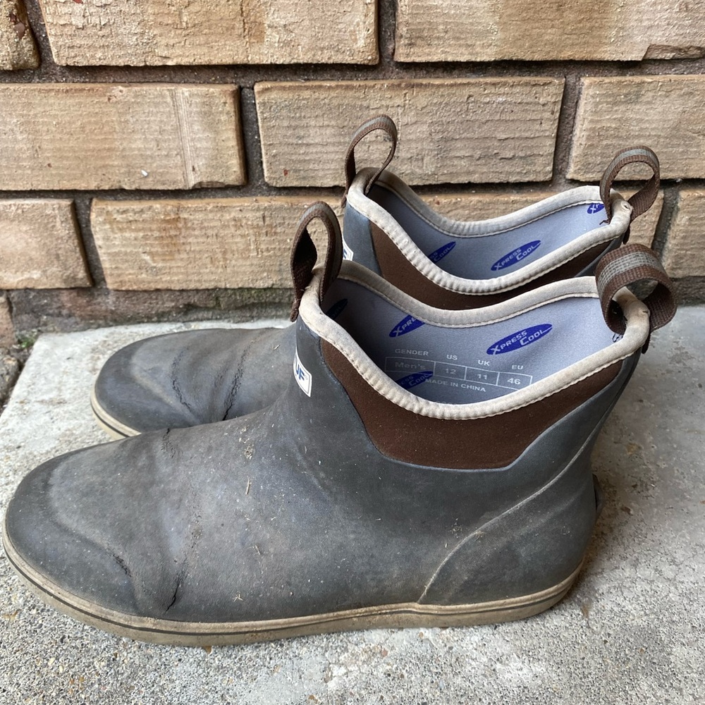 XTRATUF MEN'S 6" ANKLE DECK Brown BOOTS - ROUND TOE Size US 12 - Picture 7 of 8